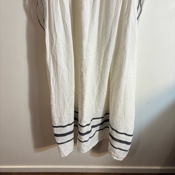 ZARA Sz M-L Gauzy Drawstrings Tassels Beaded V-Neck Striped Maxi Dress NEW - Picture 8 of 13